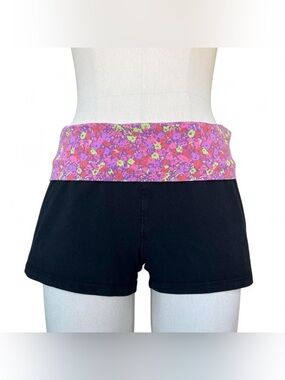 Mossimo Supply Co. boho foldover black shorts with floral waistband